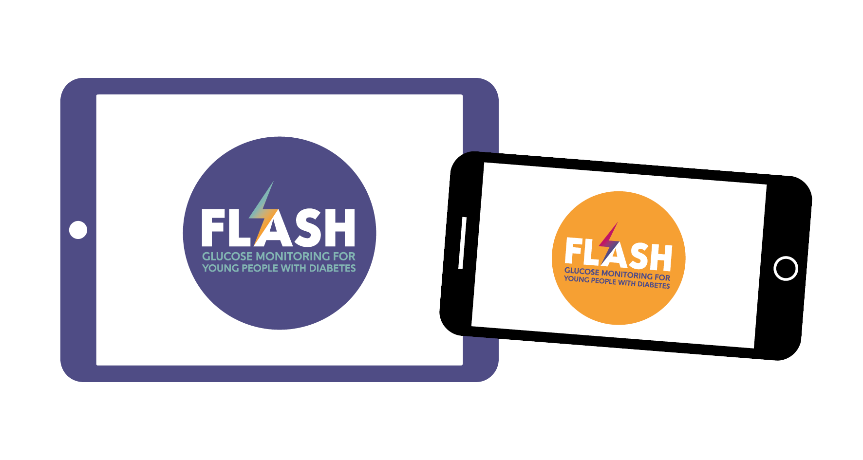 mobile phone and tablet with FLASH study logos